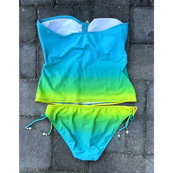 Ralph Lauren blue yellow takini bikini size S - Picture 2 of 5